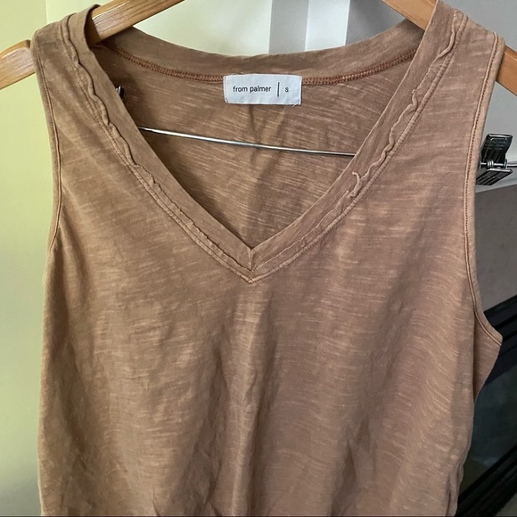 FROM PALMER Brown Tie Front Vneck Tank Top - Picture 4 of 8